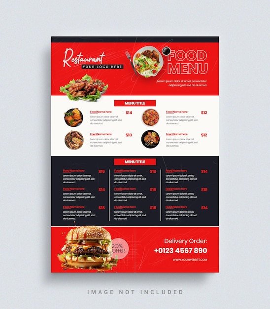 PSD conception des menus des restaurants