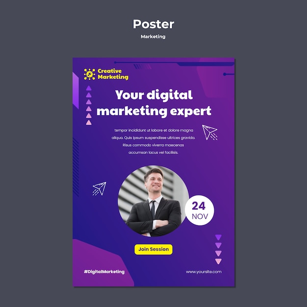Conception de modèle d'affiche marketing dégradé