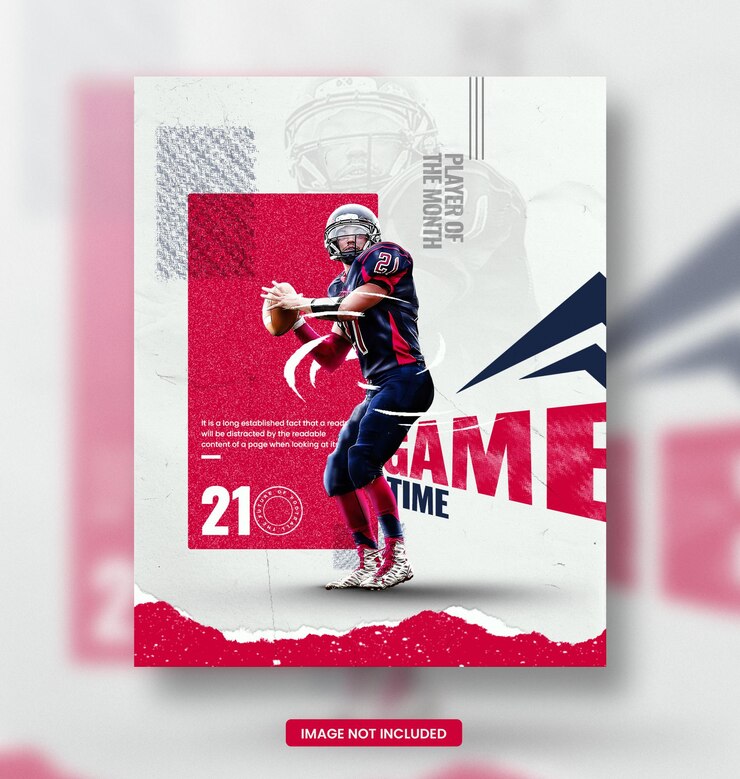 PSD conception de modèle d'affiche de sport de football américain