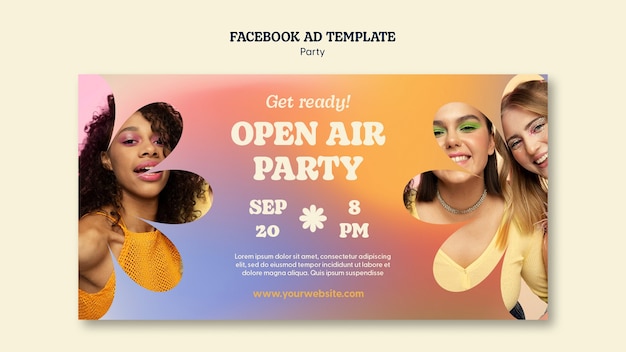 Conception de modèle d'annonce facebook fête colorée
