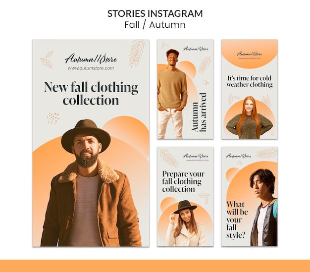 Conception de modèle d'automne d'automne d'histoires instagram