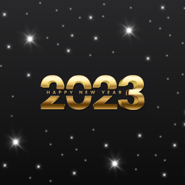 conception de modèle de bannière de médias sociaux de luxe en or noir 2023 de conception de nouvel an, publication instagram de nouvel an