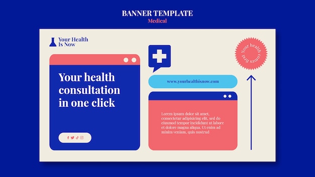 PSD conception de modèle de bannière médicale minimaliste