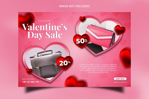 PSD conception de modèle de bannière de vente de la saint-valentin