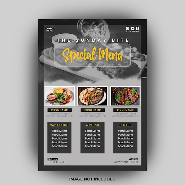 PSD conception de modèle de brochure de menu de restaurant