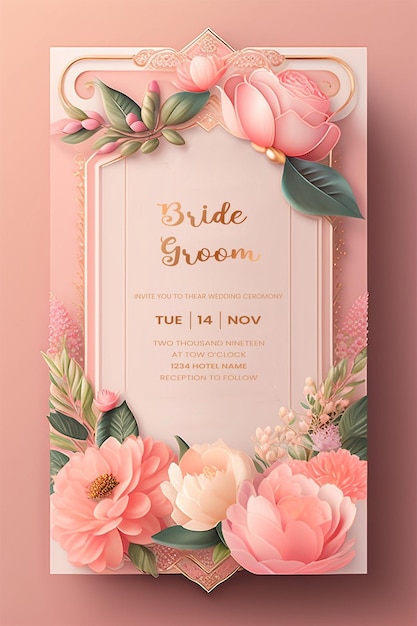 Conception de modèle de carte d'invitation de mariage floral et de luxe