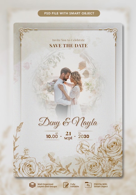 Conception de modèle de carte invitation de mariage