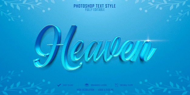 PSD conception de modèle d'effet de style de texte 3d heaven