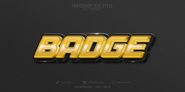 Conception De Modèle D'effet De Style De Texte Badge3d De Luxe