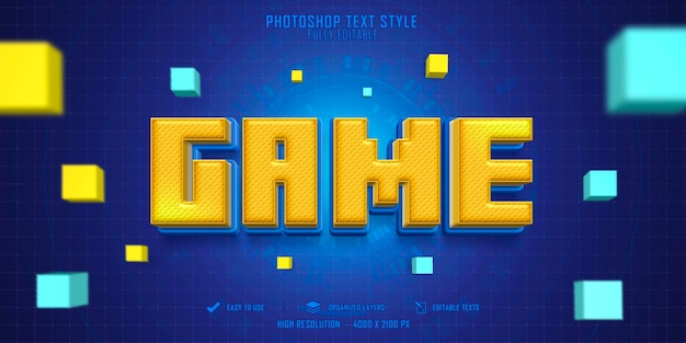 Conception de modèle d'effet de style de texte de jeu 3d