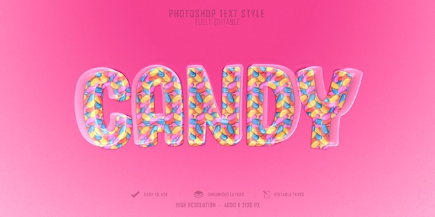 Conception De Modèle D'effet De Style De Texte Pinck Candy 3d