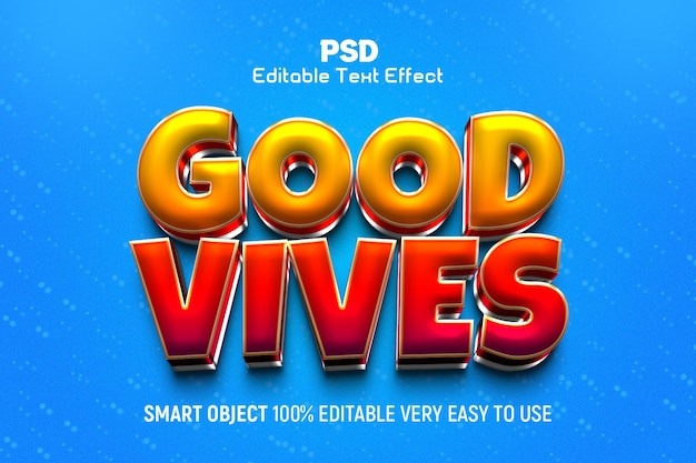 Conception de modèle d'effet de texte 3D PSD Good Vives