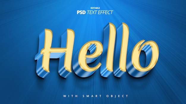 conception de modèle d'effet de texte de luxe bleu jaune 3d