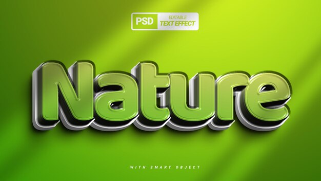 PSD conception de modèle d'effet de texte vert nature 3d