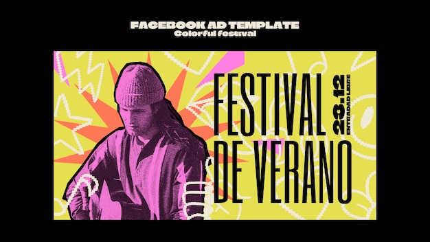 PSD conception de modèle de festival coloré