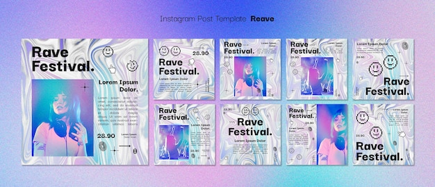 PSD conception de modèle de festival rave