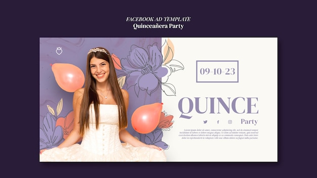 PSD conception de modèle de fête quinceanera