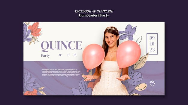 PSD conception de modèle de fête quinceanera