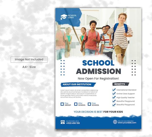 PSD conception de modèle de flyer d'admission à l'école