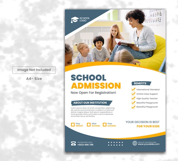 PSD conception de modèle de flyer d'admission à l'école