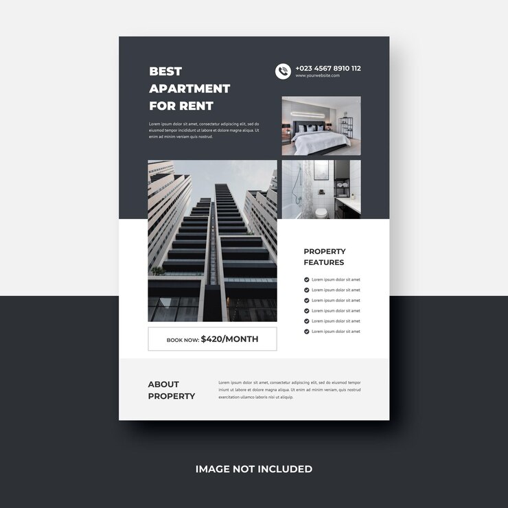 PSD conception de modèle de flyer d'appartement