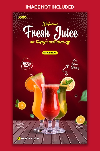 Conception De Modèle D'histoire Instagram De Jus De Fruits Frais Délicieux