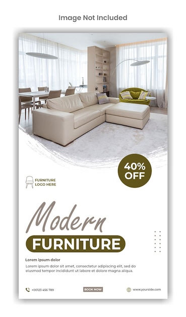 PSD conception de modèle d'histoire instagram de médias sociaux de vente de meubles modernes