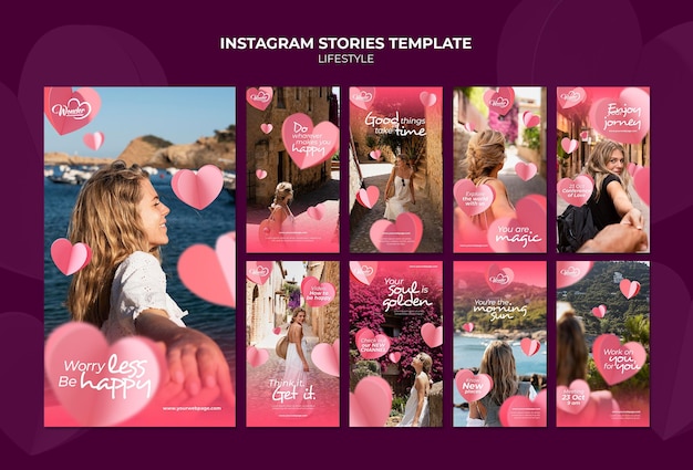 PSD conception de modèle d'histoire de style de vie insta