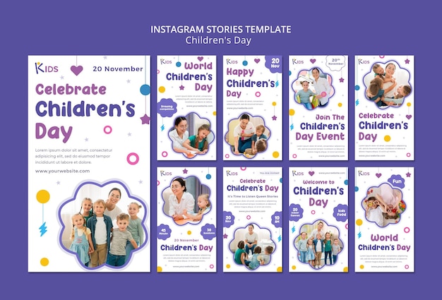 Conception de modèle d'histoires insta pour la journée des enfants