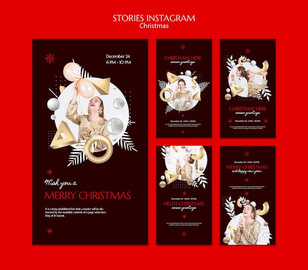 PSD conception de modèle d'histoires instagram de noël