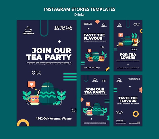 Conception de modèle instagram boisson design plat