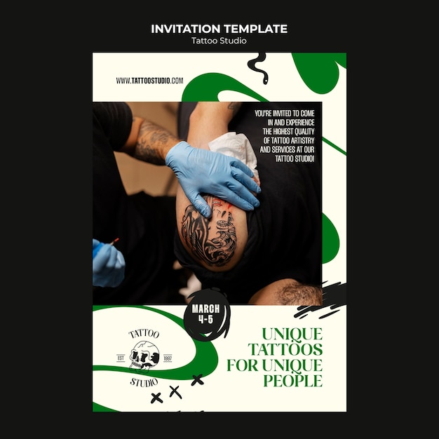 PSD conception de modèle d'invitation d'affiche de tatouage