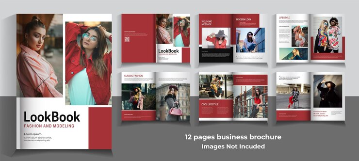 PSD conception de modèle de magazine de mode minimal de 12 pages