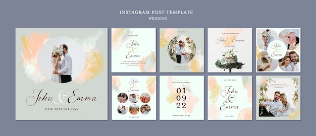Conception de modèle de messages instagram de mariage
