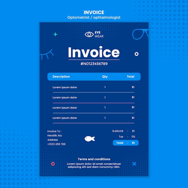 PSD conception de modèle d'optométriste
