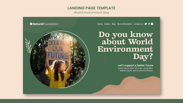 PSD conception de modèle de page de destination pour la journée mondiale de l'environnement