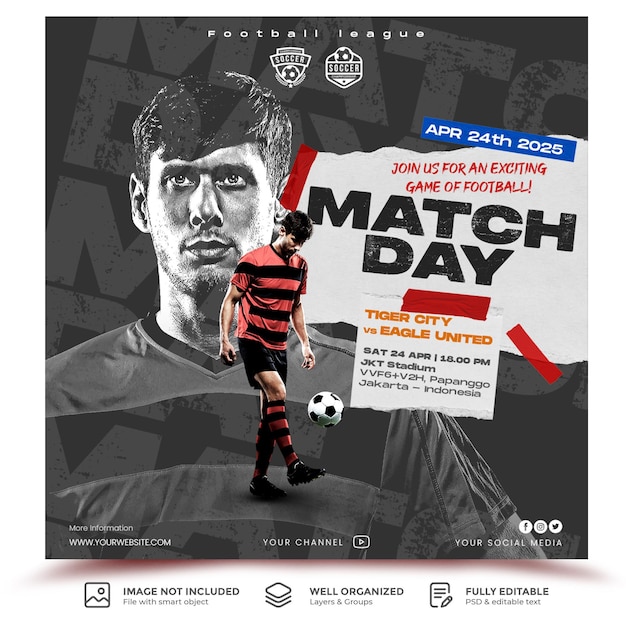 Conception de modèle pour le calendrier de football Pos sur les médias sociaux