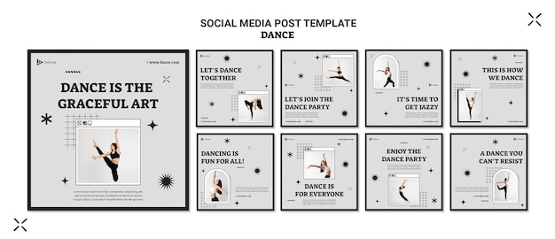 PSD conception de modèle de publication instagram de danse minimaliste