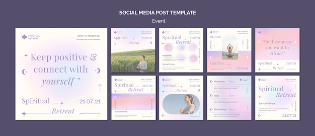 PSD conception de modèle de publication instagram d'événement de retraite spirituelle