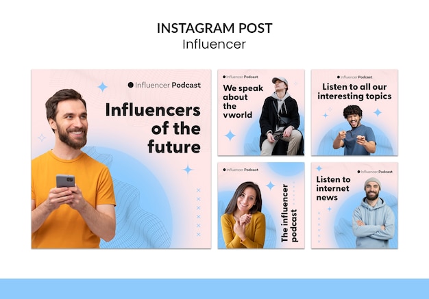 PSD conception de modèle de publication instagram influenceur