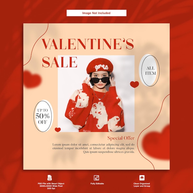 Conception De Modèle De Publication Instagram De Produit De Mode De Vente De Saint-valentin