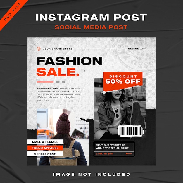 Conception de modèle de publication Instagram de vente de mode Streetwear urbain