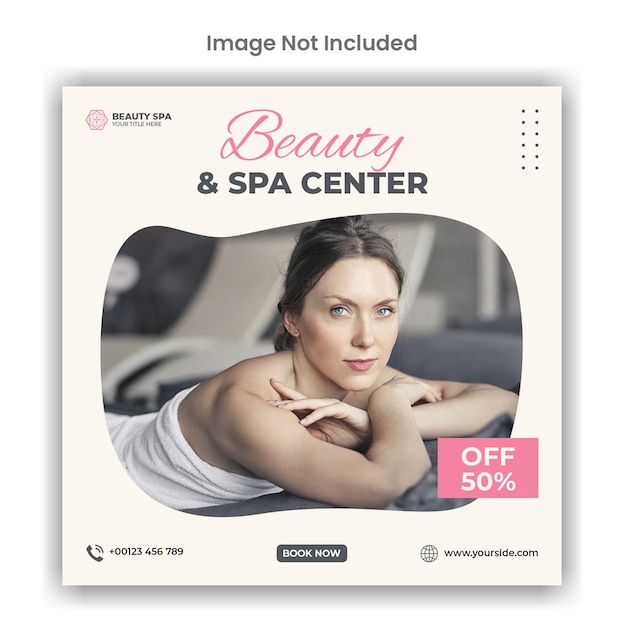 PSD conception de modèle de publication sur les médias sociaux ou instagram du centre de beauté et de spa