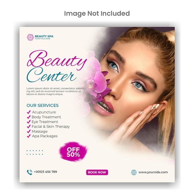 Conception de modèle de publication sur les médias sociaux ou instagram du centre de beauté