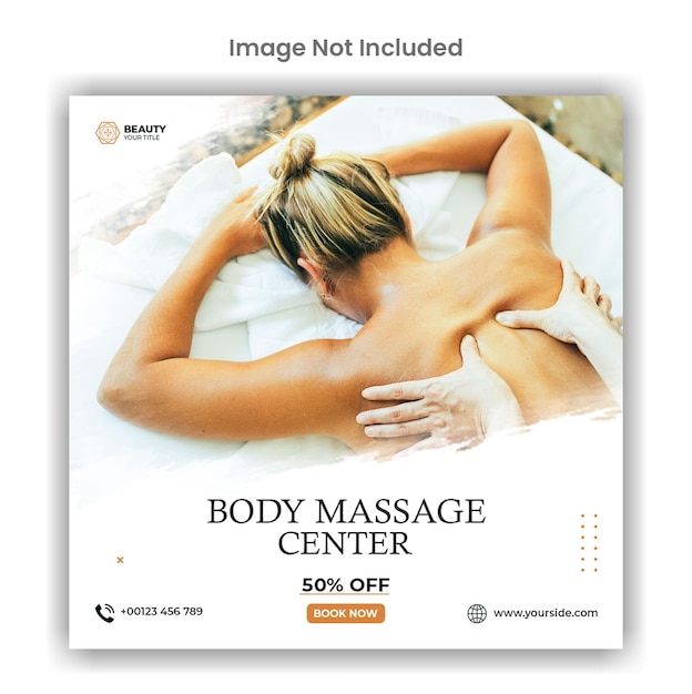 PSD conception de modèle de publication de médias sociaux ou instagram de massage corporel