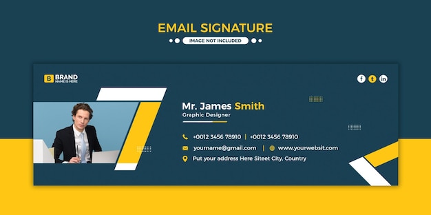 PSD conception de modèle de signature de courrier électronique ou pied de page de courrier électronique et couverture de médias sociaux personnels