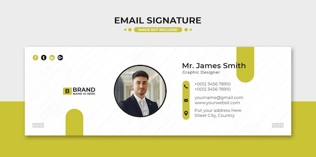 Conception d'un modèle de signature d'e-mail ou pied de page d'e-mail et couverture personnelle des réseaux sociaux
