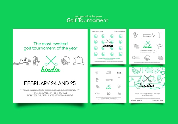 PSD conception de modèle de tournoi de golf à design plat