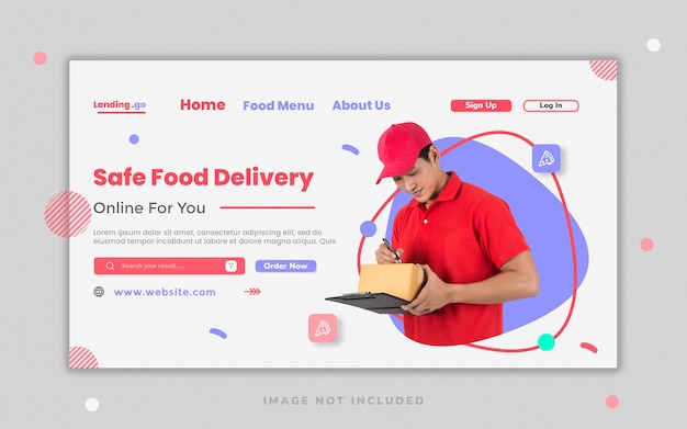 PSD conception de modèle web élégant de livraison de nourriture
