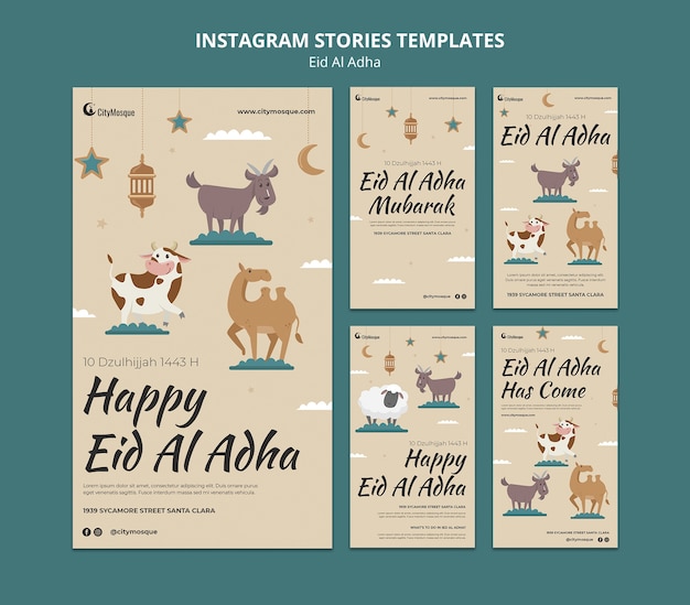 PSD conception de modèles d'histoires instagram de l'aïd al-adha